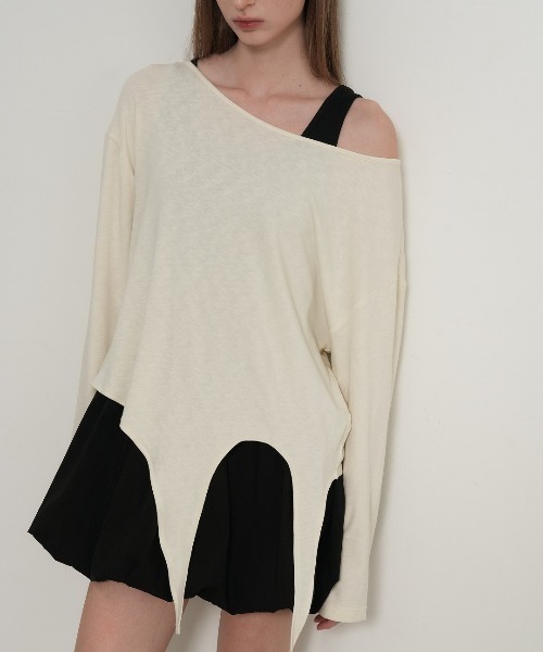 GENERAL IDEA(ジェネラルアイデア)の「【GENERAL IDEA】タイアップルーズボートネック長袖Tシャツ / Tie-Up Loose-Fit Boat Neck T-Shirt(Tシャツ/カットソー・レディース・ブラック/ライトグレー/アイボリー・L/M/S)」の5枚目の写真