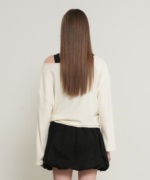GENERAL IDEA(ジェネラルアイデア)の「【GENERAL IDEA】タイアップルーズボートネック長袖Tシャツ / Tie-Up Loose-Fit Boat Neck T-Shirt(Tシャツ/カットソー・レディース・ブラック/ライトグレー/アイボリー・L/M/S)」の6枚目の写真