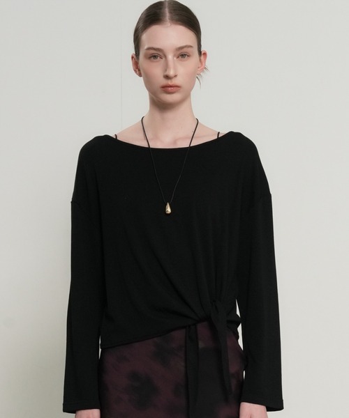 GENERAL IDEA(ジェネラルアイデア)の「【GENERAL IDEA】タイアップルーズボートネック長袖Tシャツ / Tie-Up Loose-Fit Boat Neck T-Shirt(Tシャツ/カットソー・レディース・ブラック/ライトグレー/アイボリー・L/M/S)」の11枚目の写真