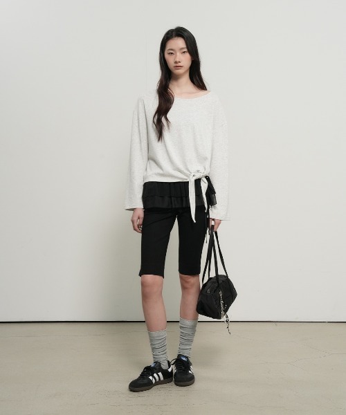 GENERAL IDEA(ジェネラルアイデア)の「【GENERAL IDEA】タイアップルーズボートネック長袖Tシャツ / Tie-Up Loose-Fit Boat Neck T-Shirt(Tシャツ/カットソー・レディース・ブラック/ライトグレー/アイボリー・L/M/S)」の20枚目の写真