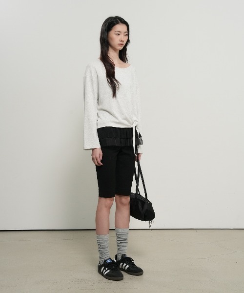 GENERAL IDEA(ジェネラルアイデア)の「【GENERAL IDEA】タイアップルーズボートネック長袖Tシャツ / Tie-Up Loose-Fit Boat Neck T-Shirt(Tシャツ/カットソー・レディース・ブラック/ライトグレー/アイボリー・L/M/S)」の21枚目の写真