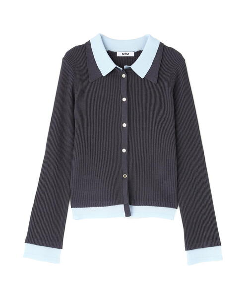 FREE'S MART（フリーズマート）の「◆【ＲＩＯ企画】レイヤー襟ポロリブニット〈ＭＦＭ〉（ニット/セーター・レディース・グレー/ネイビー/ホワイト・FREE）」の10枚目の写真