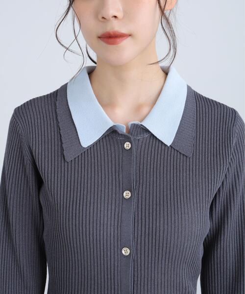 FREE'S MART（フリーズマート）の「◆【ＲＩＯ企画】レイヤー襟ポロリブニット〈ＭＦＭ〉（ニット/セーター・レディース・グレー/ネイビー/ホワイト・FREE）」の20枚目の写真