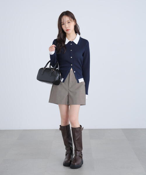 FREE'S MART（フリーズマート）の「◆【ＲＩＯ企画】レイヤー襟ポロリブニット〈ＭＦＭ〉（ニット/セーター・レディース・グレー/ネイビー/ホワイト・FREE）」の6枚目の写真