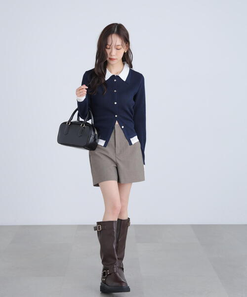 FREE'S MART（フリーズマート）の「◆【ＲＩＯ企画】レイヤー襟ポロリブニット〈ＭＦＭ〉（ニット/セーター・レディース・グレー/ネイビー/ホワイト・FREE）」の7枚目の写真