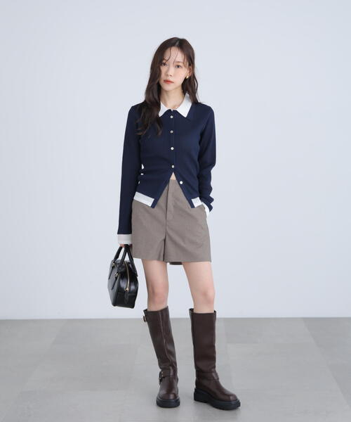 FREE'S MART（フリーズマート）の「◆【ＲＩＯ企画】レイヤー襟ポロリブニット〈ＭＦＭ〉（ニット/セーター・レディース・グレー/ネイビー/ホワイト・FREE）」の8枚目の写真