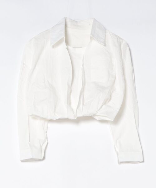 H.TOKYO(エイチトウキョウ)の「ドッキングレイヤード・カシュクールショートブラウス(シャツ/ブラウス・レディース・ベージュ/オフホワイト・FREE)」の5枚目の写真
