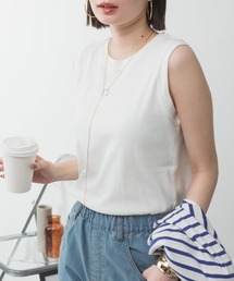 M-4L ラウンドネックノースリーブトップス 夏服