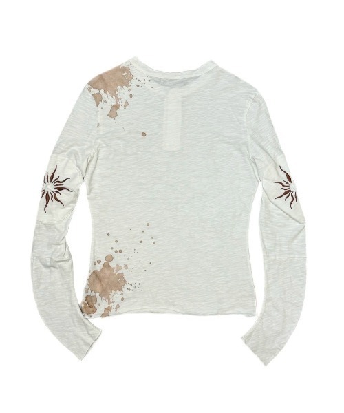 Never mind the XU（ネバーマインドザエックスユー）の「【Never mind the XU】paint graphic henley long sleeve / 【ネバーマインド ザ エックスユー】ペイントグラフィックヘンリーロンT（Tシャツ/カットソー・メンズ・ホワイト・M）」の14枚目の写真