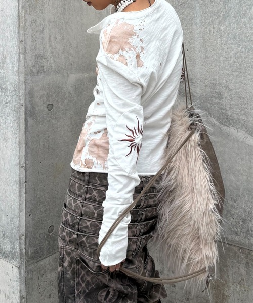 Never mind the XU（ネバーマインドザエックスユー）の「【Never mind the XU】paint graphic henley long sleeve / 【ネバーマインド ザ エックスユー】ペイントグラフィックヘンリーロンT（Tシャツ/カットソー・メンズ・ホワイト・M）」の20枚目の写真