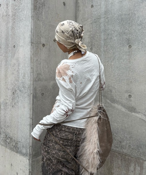 Never mind the XU（ネバーマインドザエックスユー）の「【Never mind the XU】paint graphic henley long sleeve / 【ネバーマインド ザ エックスユー】ペイントグラフィックヘンリーロンT（Tシャツ/カットソー・メンズ・ホワイト・M）」の18枚目の写真