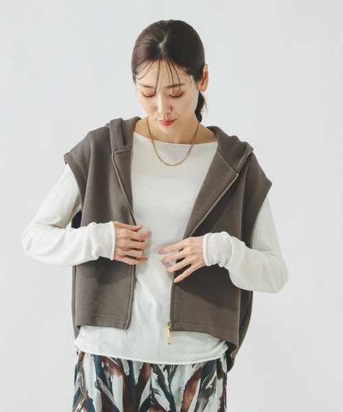 GLOBAL WORK（グローバルワーク）の「WフェイスZIPベスト/642810（ベスト・レディース・ブラック/モカ・MEDIUM/LARGE）」の8枚目の写真