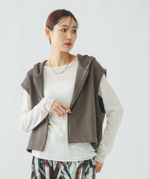 GLOBAL WORK（グローバルワーク）の「WフェイスZIPベスト/642810（ベスト・レディース・ブラック/モカ・MEDIUM/LARGE）」の9枚目の写真