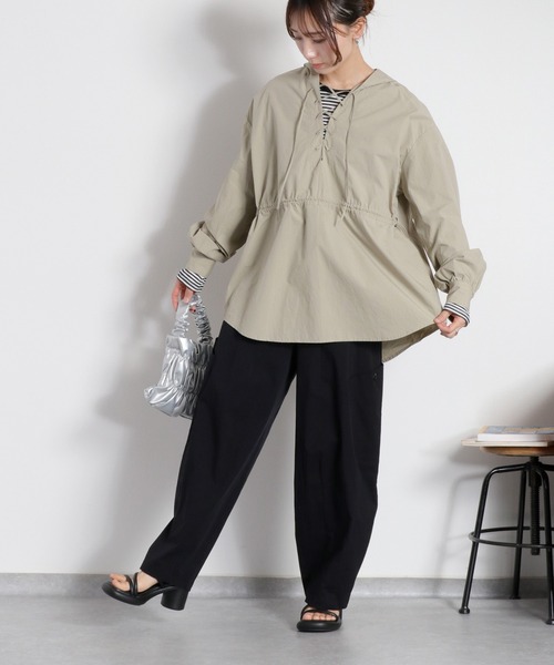 cepo（セポ）の「レースアップフードシャツ（シャツ/ブラウス・レディース・ベージュ/オフホワイト/オリーブ・M）」の20枚目の写真