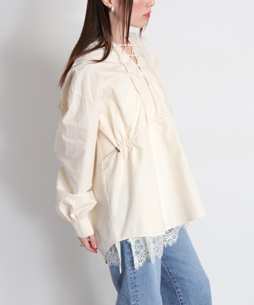 cepo（セポ）の「レースアップフードシャツ（シャツ/ブラウス・レディース・ベージュ/オフホワイト/オリーブ・M）」の16枚目の写真