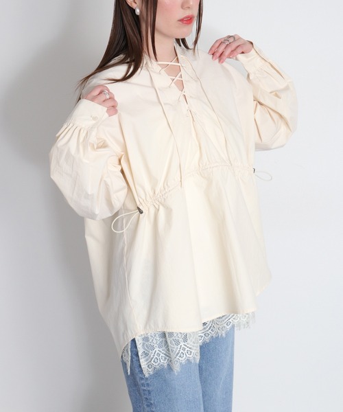 cepo（セポ）の「レースアップフードシャツ（シャツ/ブラウス・レディース・ベージュ/オフホワイト/オリーブ・M）」の17枚目の写真