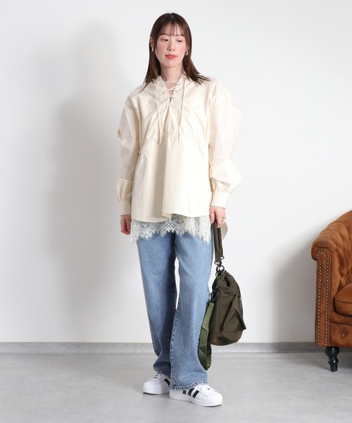 cepo（セポ）の「レースアップフードシャツ（シャツ/ブラウス・レディース・ベージュ/オフホワイト/オリーブ・M）」の10枚目の写真