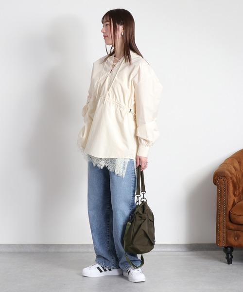 cepo（セポ）の「レースアップフードシャツ（シャツ/ブラウス・レディース・ベージュ/オフホワイト/オリーブ・M）」の11枚目の写真