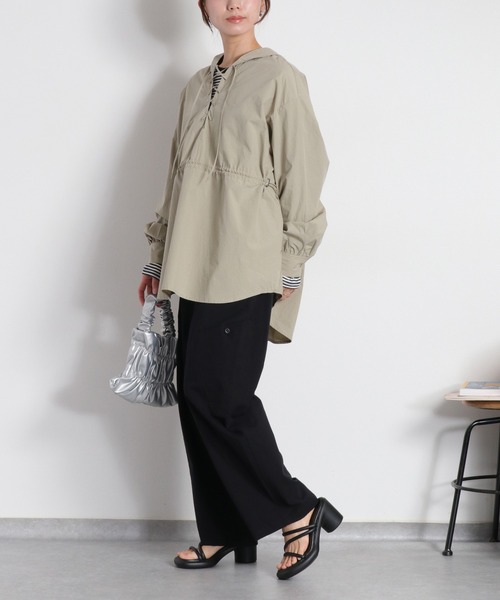 cepo（セポ）の「レースアップフードシャツ（シャツ/ブラウス・レディース・ベージュ/オフホワイト/オリーブ・M）」の19枚目の写真