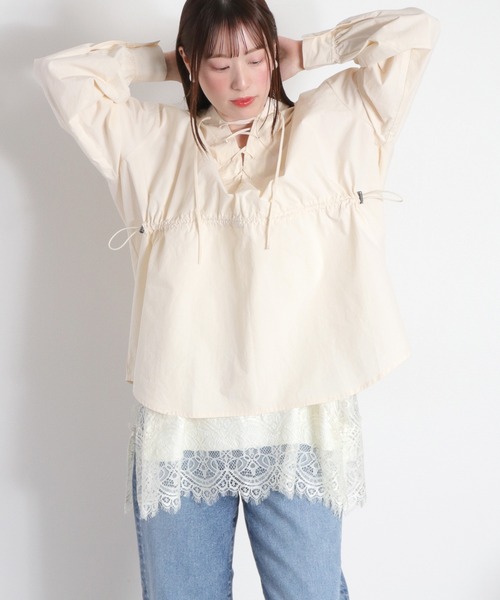 cepo（セポ）の「レースアップフードシャツ（シャツ/ブラウス・レディース・ベージュ/オフホワイト/オリーブ・M）」の18枚目の写真