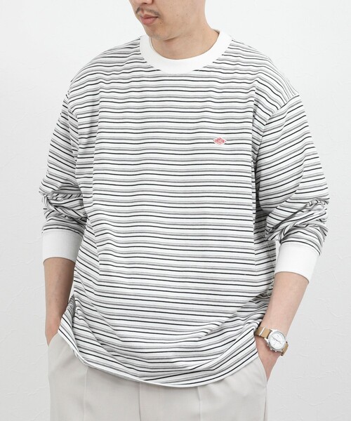 DANTON（ダントン）の「【DANTON/ダントン】ロゴボーダー長袖Tシャツ/STRIPE LONG SLEEVE T-SHIRT/DT-C0200TCB/26SS（Tシャツ/カットソー・メンズ・ブルー系その他/ホワイト系その他・S/L/XL/M）」の2枚目の写真