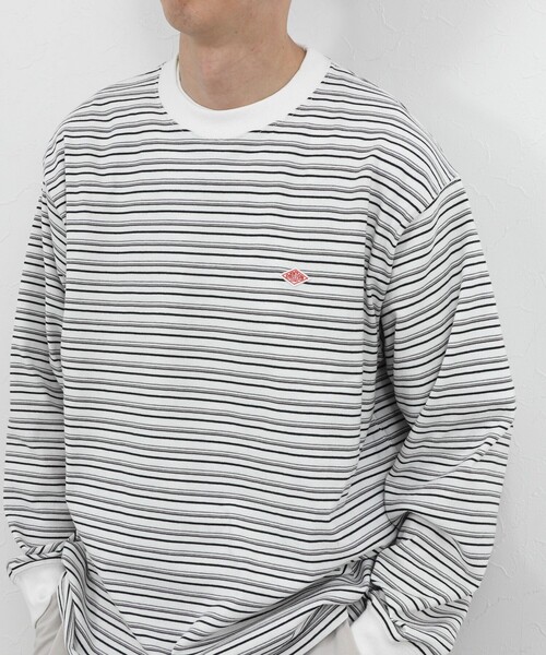 DANTON（ダントン）の「【DANTON/ダントン】ロゴボーダー長袖Tシャツ/STRIPE LONG SLEEVE T-SHIRT/DT-C0200TCB/26SS（Tシャツ/カットソー・メンズ・ブルー系その他/ホワイト系その他・S/L/XL/M）」の3枚目の写真