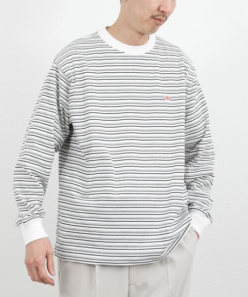 DANTON（ダントン）の「【DANTON/ダントン】ロゴボーダー長袖Tシャツ/STRIPE LONG SLEEVE T-SHIRT/DT-C0200TCB/26SS（Tシャツ/カットソー・メンズ・ブルー系その他/ホワイト系その他・S/L/XL/M）」の4枚目の写真