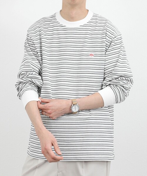 DANTON（ダントン）の「【DANTON/ダントン】ロゴボーダー長袖Tシャツ/STRIPE LONG SLEEVE T-SHIRT/DT-C0200TCB/26SS（Tシャツ/カットソー・メンズ・ブルー系その他/ホワイト系その他・S/L/XL/M）」の5枚目の写真
