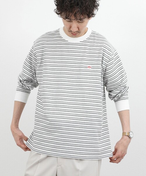 DANTON（ダントン）の「【DANTON/ダントン】ロゴボーダー長袖Tシャツ/STRIPE LONG SLEEVE T-SHIRT/DT-C0200TCB/26SS（Tシャツ/カットソー・メンズ・ブルー系その他/ホワイト系その他・S/L/XL/M）」の6枚目の写真