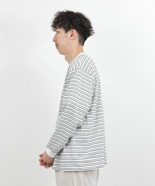 DANTON（ダントン）の「【DANTON/ダントン】ロゴボーダー長袖Tシャツ/STRIPE LONG SLEEVE T-SHIRT/DT-C0200TCB/26SS（Tシャツ/カットソー・メンズ・ブルー系その他/ホワイト系その他・S/L/XL/M）」の8枚目の写真