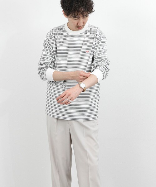 DANTON（ダントン）の「【DANTON/ダントン】ロゴボーダー長袖Tシャツ/STRIPE LONG SLEEVE T-SHIRT/DT-C0200TCB/26SS（Tシャツ/カットソー・メンズ・ブルー系その他/ホワイト系その他・S/L/XL/M）」の10枚目の写真