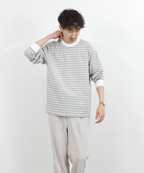 DANTON（ダントン）の「【DANTON/ダントン】ロゴボーダー長袖Tシャツ/STRIPE LONG SLEEVE T-SHIRT/DT-C0200TCB/26SS（Tシャツ/カットソー・メンズ・ブルー系その他/ホワイト系その他・S/L/XL/M）」の11枚目の写真