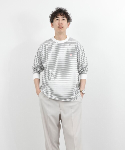 DANTON（ダントン）の「【DANTON/ダントン】ロゴボーダー長袖Tシャツ/STRIPE LONG SLEEVE T-SHIRT/DT-C0200TCB/26SS（Tシャツ/カットソー・メンズ・ブルー系その他/ホワイト系その他・S/L/XL/M）」の12枚目の写真