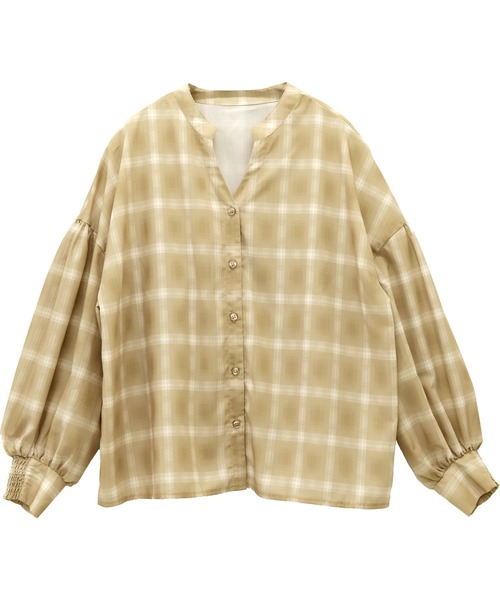 Aletta vita（アレッタビータ）の「シアーチェックバックフリルブラウス（シャツ/ブラウス・レディース・ベージュ/チャコール・M）」の3枚目の写真