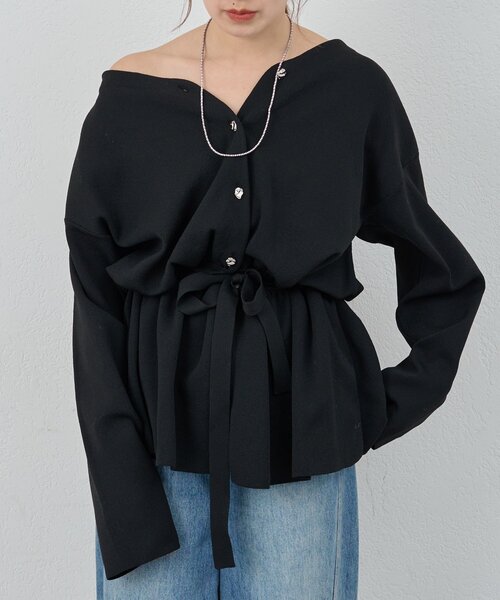 SHENERY（シーナリー）の「3WAYペプラムカーディガン（カーディガン/ボレロ・レディース・ブラック/パープル/オフホワイト・FREE）」の2枚目の写真