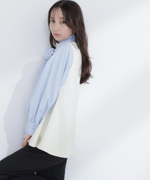 NATURAL BEAUTY BASIC（ナチュラルビューティーベーシック）の「【Oggi.jp掲載】◇ペプラムニットジレ（カーディガン/ボレロ・レディース・ライトグリーン/ネイビー/オフホワイト・FREE）」の5枚目の写真