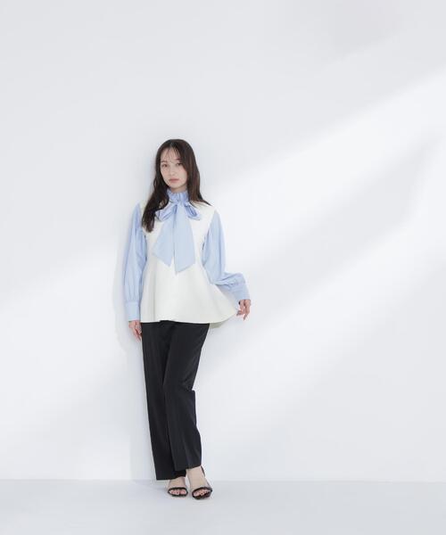 NATURAL BEAUTY BASIC（ナチュラルビューティーベーシック）の「【Oggi.jp掲載】◇ペプラムニットジレ（カーディガン/ボレロ・レディース・ライトグリーン/ネイビー/オフホワイト・FREE）」の6枚目の写真