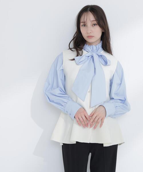 NATURAL BEAUTY BASIC（ナチュラルビューティーベーシック）の「【Oggi.jp掲載】◇ペプラムニットジレ（カーディガン/ボレロ・レディース・ライトグリーン/ネイビー/オフホワイト・FREE）」の7枚目の写真