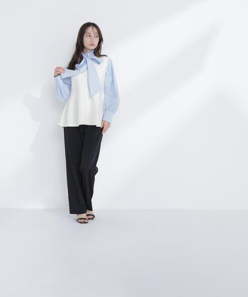 NATURAL BEAUTY BASIC（ナチュラルビューティーベーシック）の「【Oggi.jp掲載】◇ペプラムニットジレ（カーディガン/ボレロ・レディース・ライトグリーン/ネイビー/オフホワイト・FREE）」の10枚目の写真