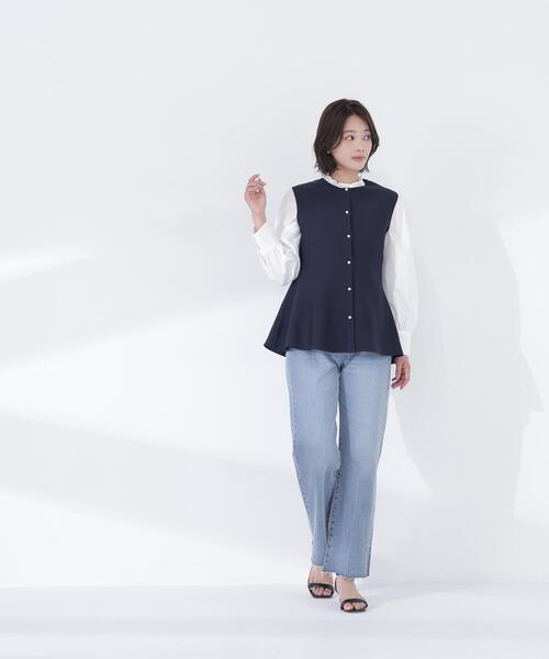 NATURAL BEAUTY BASIC（ナチュラルビューティーベーシック）の「【Oggi.jp掲載】◇ペプラムニットジレ（カーディガン/ボレロ・レディース・ライトグリーン/ネイビー/オフホワイト・FREE）」の13枚目の写真