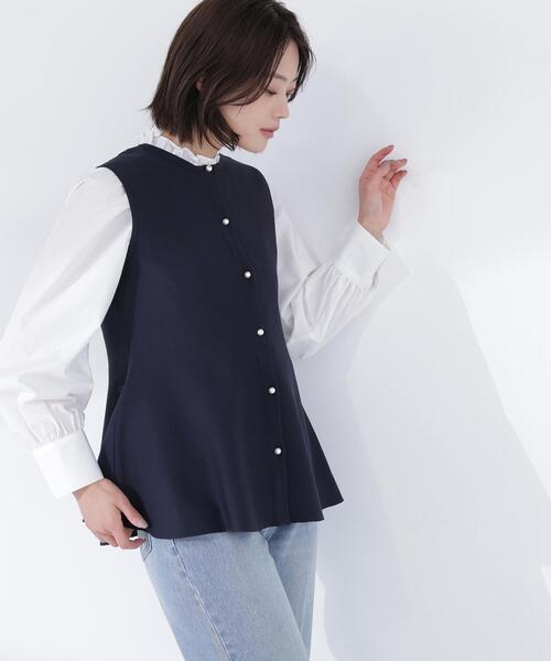 NATURAL BEAUTY BASIC（ナチュラルビューティーベーシック）の「【Oggi.jp掲載】◇ペプラムニットジレ（カーディガン/ボレロ・レディース・ライトグリーン/ネイビー/オフホワイト・FREE）」の14枚目の写真