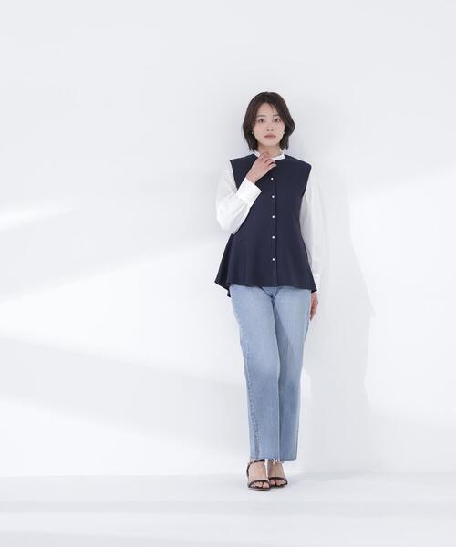 NATURAL BEAUTY BASIC（ナチュラルビューティーベーシック）の「【Oggi.jp掲載】◇ペプラムニットジレ（カーディガン/ボレロ・レディース・ライトグリーン/ネイビー/オフホワイト・FREE）」の15枚目の写真