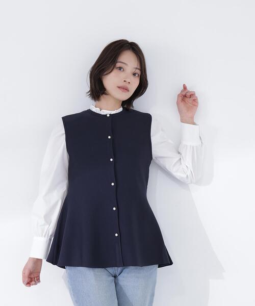 NATURAL BEAUTY BASIC（ナチュラルビューティーベーシック）の「【Oggi.jp掲載】◇ペプラムニットジレ（カーディガン/ボレロ・レディース・ライトグリーン/ネイビー/オフホワイト・FREE）」の16枚目の写真