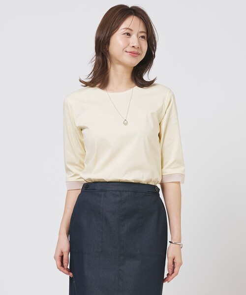 J.PRESS Ladies(J.プレス レディス)の「【シーンレスに活躍】スムースジャージー カットソー(Tシャツ/カットソー・レディース・ホワイト系/ライトイエロー系/ライトグレー系/ブラック系・SMALL)」の4枚目の写真