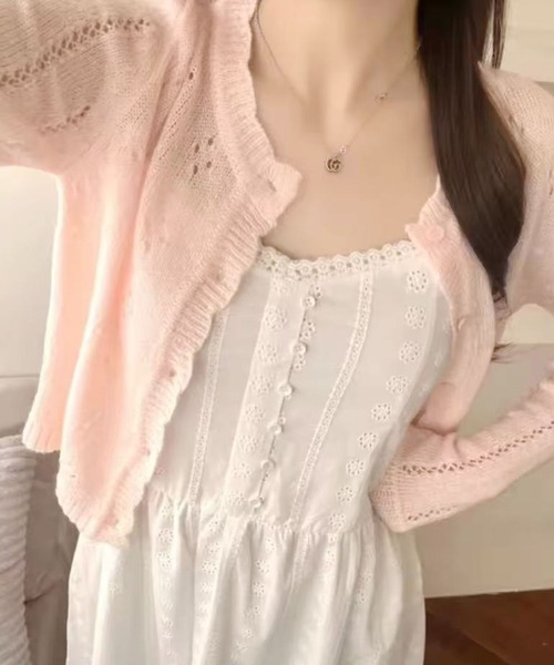 ammy.（エイミードット）の「【 ammy. / エイミードット 】 エアリー アイレット ショート カーディガン（カーディガン/ボレロ・レディース・ピンク/グレー/ホワイト/ライトブルー/ミント・FREE）」の11枚目の写真