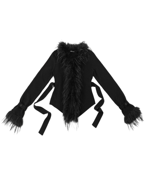 DARLING, YOU'RE BAD(ダーリンユーアーバッド)の「Fur-Trimmed Back-Strap Cardigan #Black(カーディガン/ボレロ・レディース・その他・FREE)」の2枚目の写真