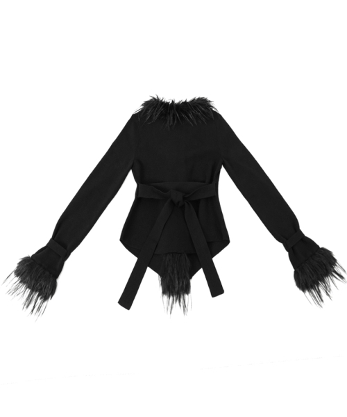 DARLING, YOU'RE BAD(ダーリンユーアーバッド)の「Fur-Trimmed Back-Strap Cardigan #Black(カーディガン/ボレロ・レディース・その他・FREE)」の3枚目の写真