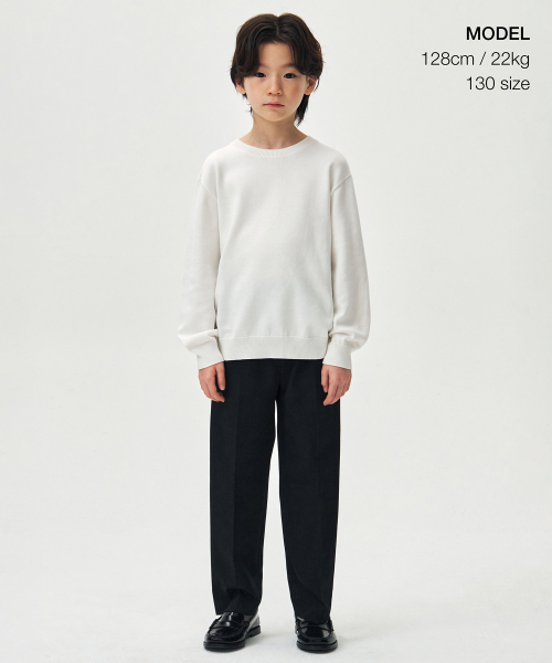 MUSINSA STANDARD KIDS（ムシンサスタンダードキッズ）の「ウォッシャブルスーピマコットンクルーネックニット[アイボリー]（ニット/セーター・レディース・その他・110/120/130/140/150/160）」の2枚目の写真