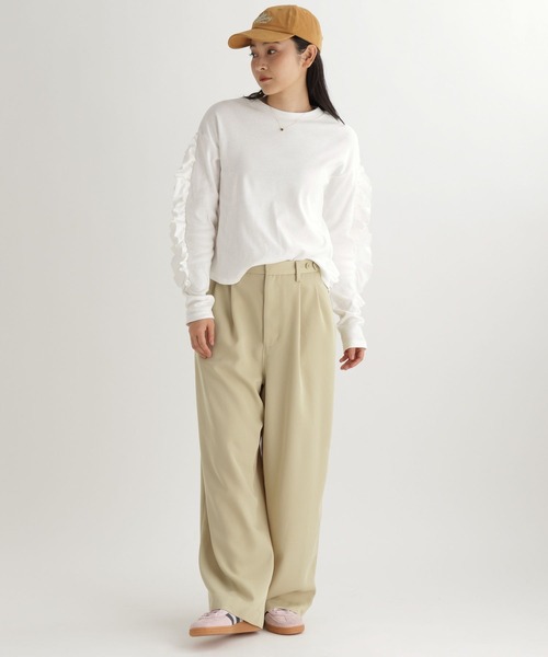 studio CLIP（スタディオクリップ）の「【daily CLIP】フリフリロンT（Tシャツ/カットソー・レディース・ホワイト/ピンク/チャコール・FREE）」の6枚目の写真