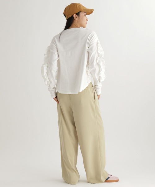 studio CLIP（スタディオクリップ）の「【daily CLIP】フリフリロンT（Tシャツ/カットソー・レディース・ホワイト/ピンク/チャコール・FREE）」の9枚目の写真